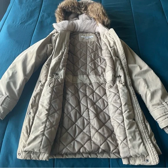 DKNY Beige Light Brown Parka Winter Coat - Picture 8 of 16